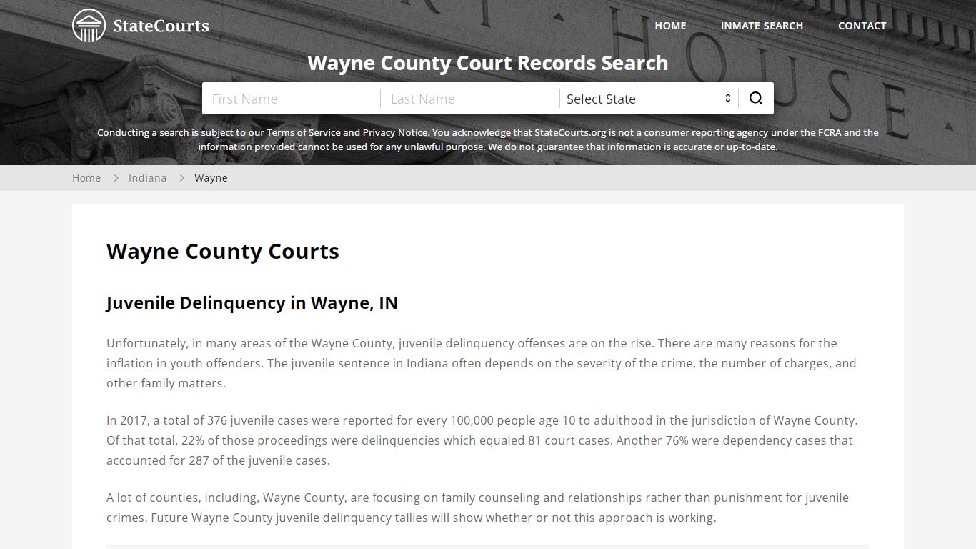 Wayne County, IN Courts - Records & Cases - StateCourts